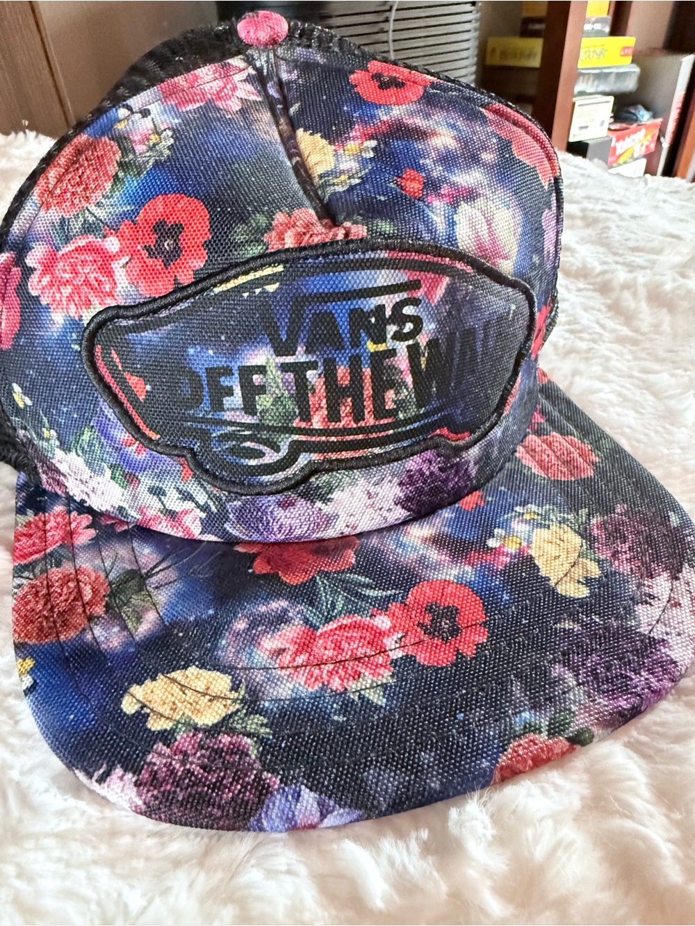 Vans Black Floral Mesh-Back Snapback Hat